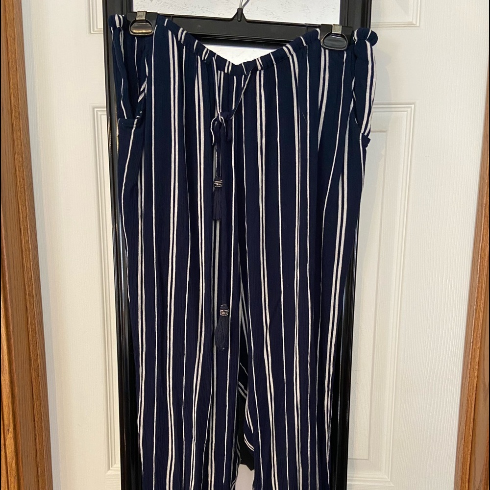 Linen blend high waisted women's pants